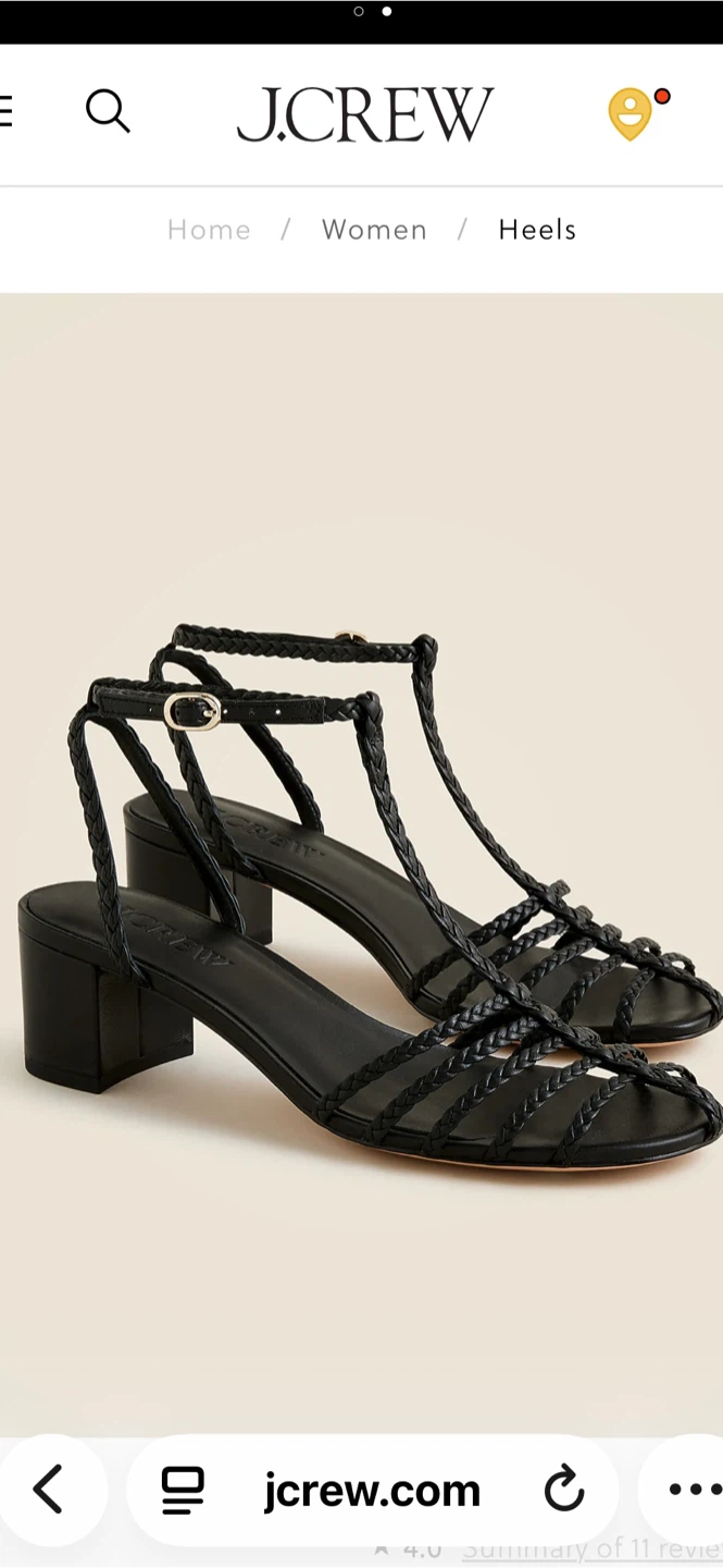 J.Crew Black Braided Heeled Sandals size 10