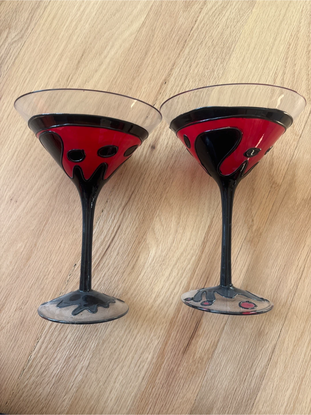 Set of 2 Hand-Painted Martini Glasses