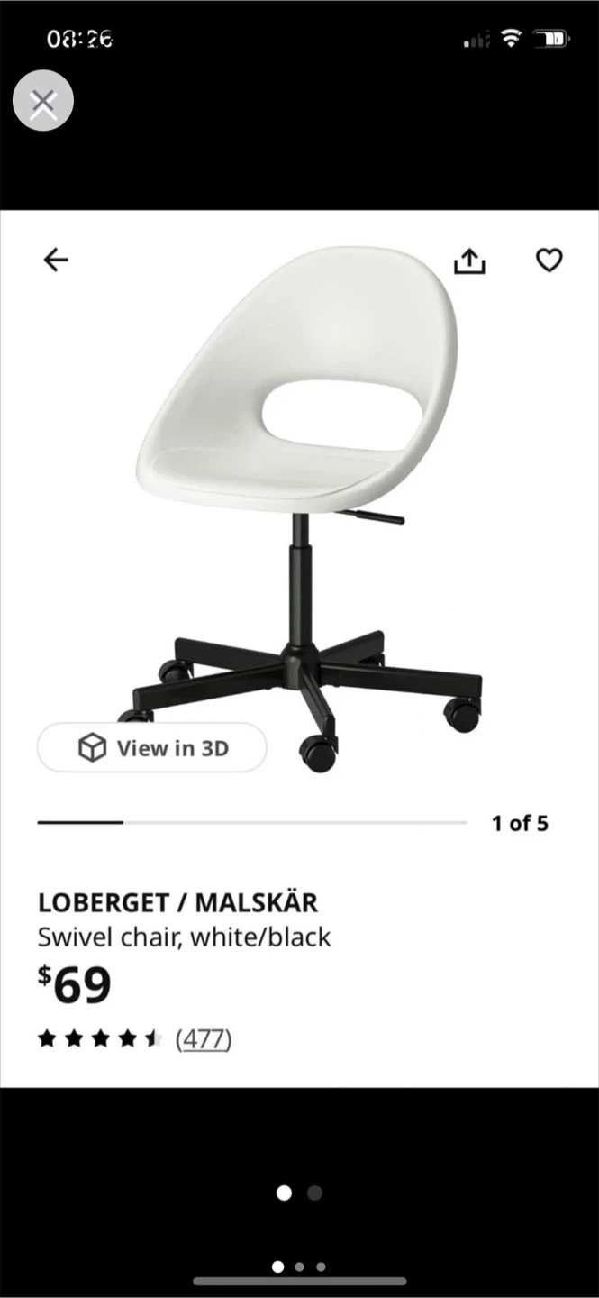 Yellow white IKEA LOBERGET / MALSKÄR Swivel Chair