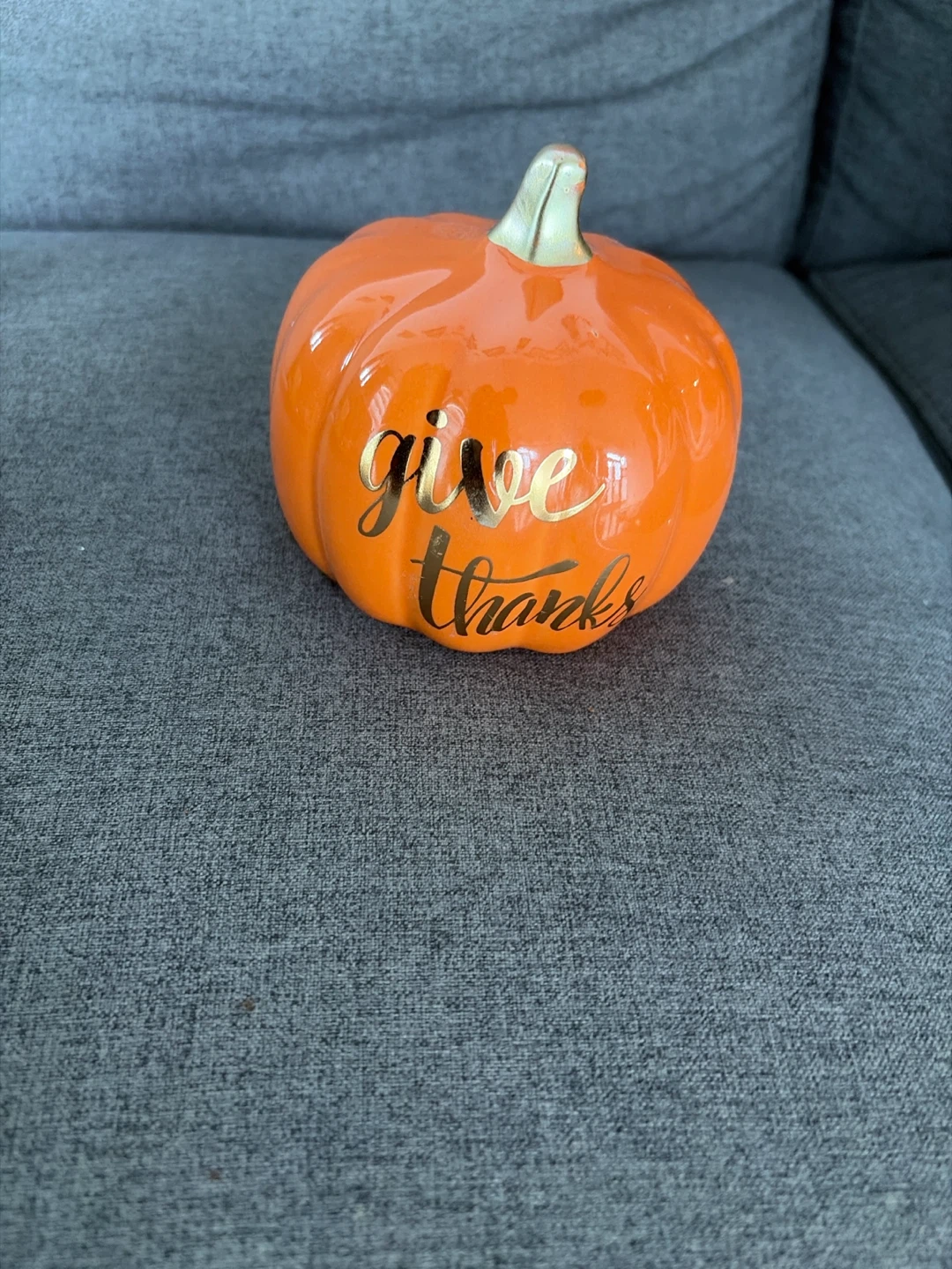 Give Thanks Ceramic Pumpkin Decor