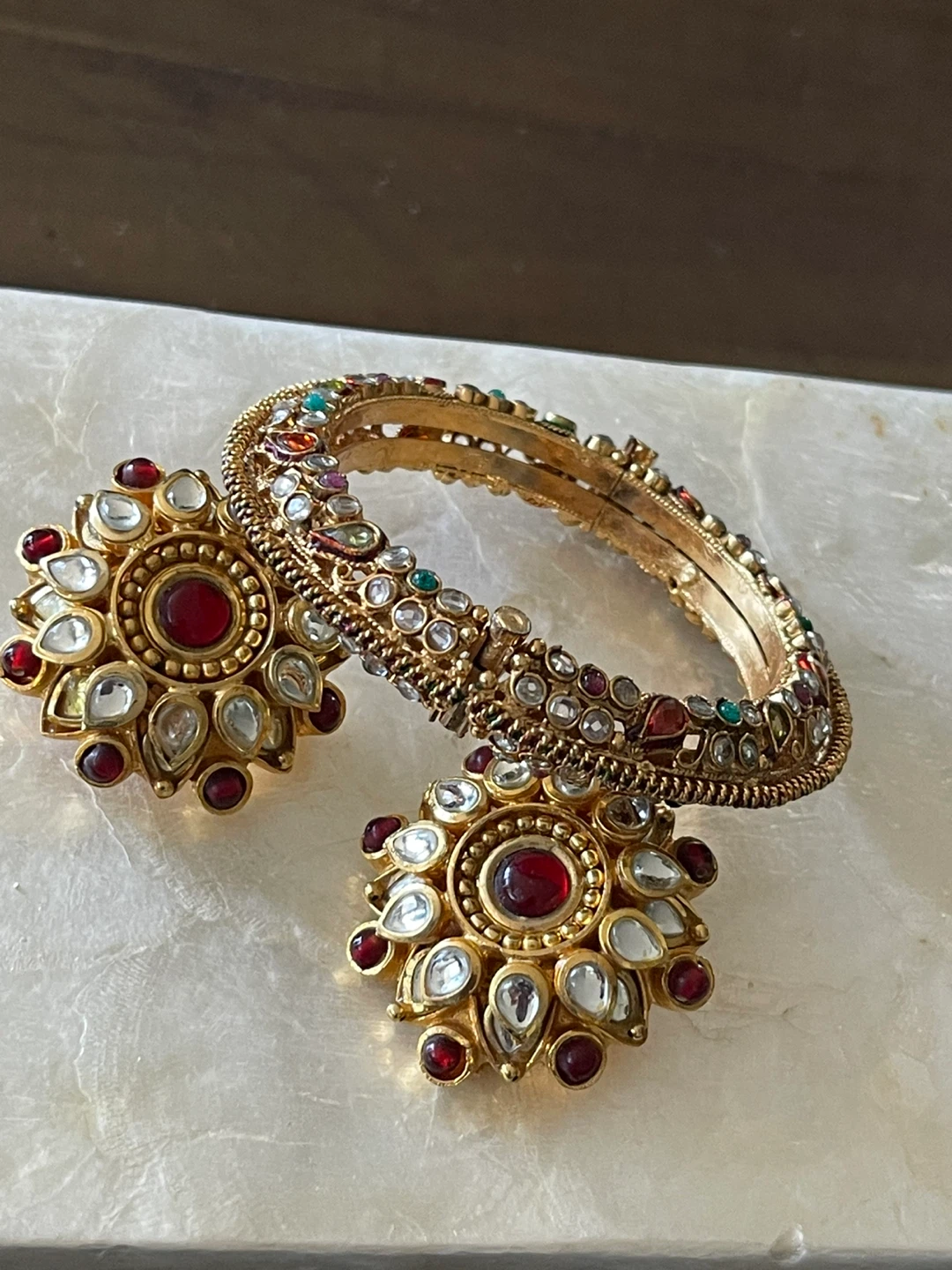 Traditional Gold plated Bangle and Earring Set