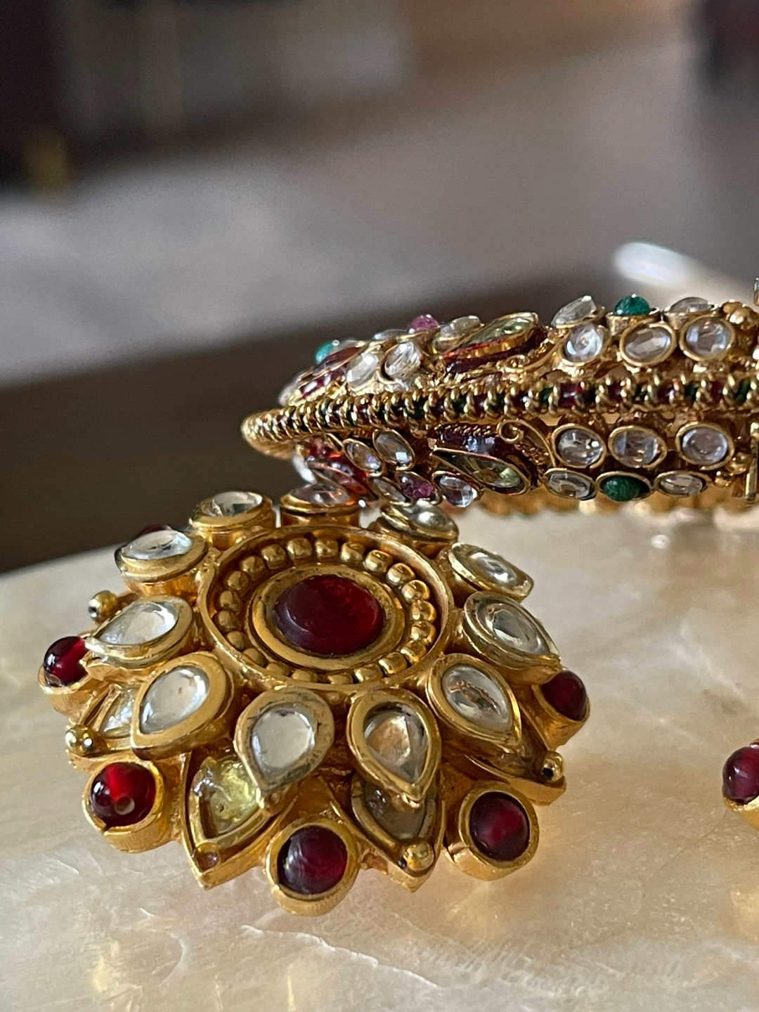 Traditional Gold plated Bangle and Earring Set - photo 2