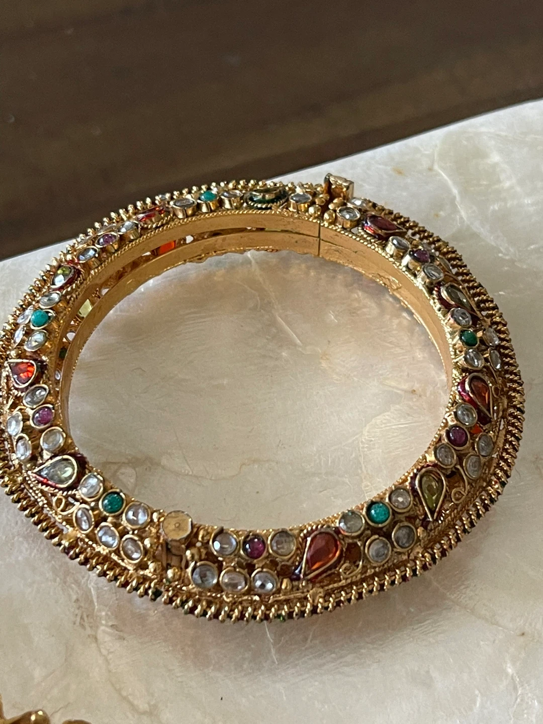 Traditional Gold plated Bangle and Earring Set - photo 3