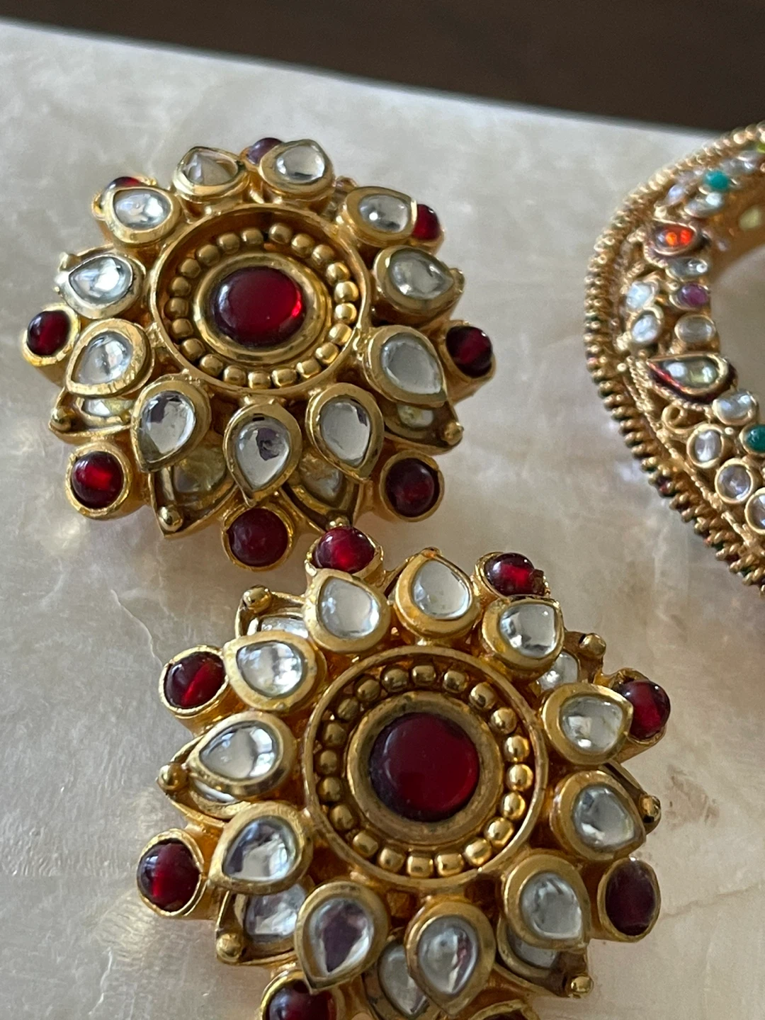 Traditional Gold plated Bangle and Earring Set - photo 5