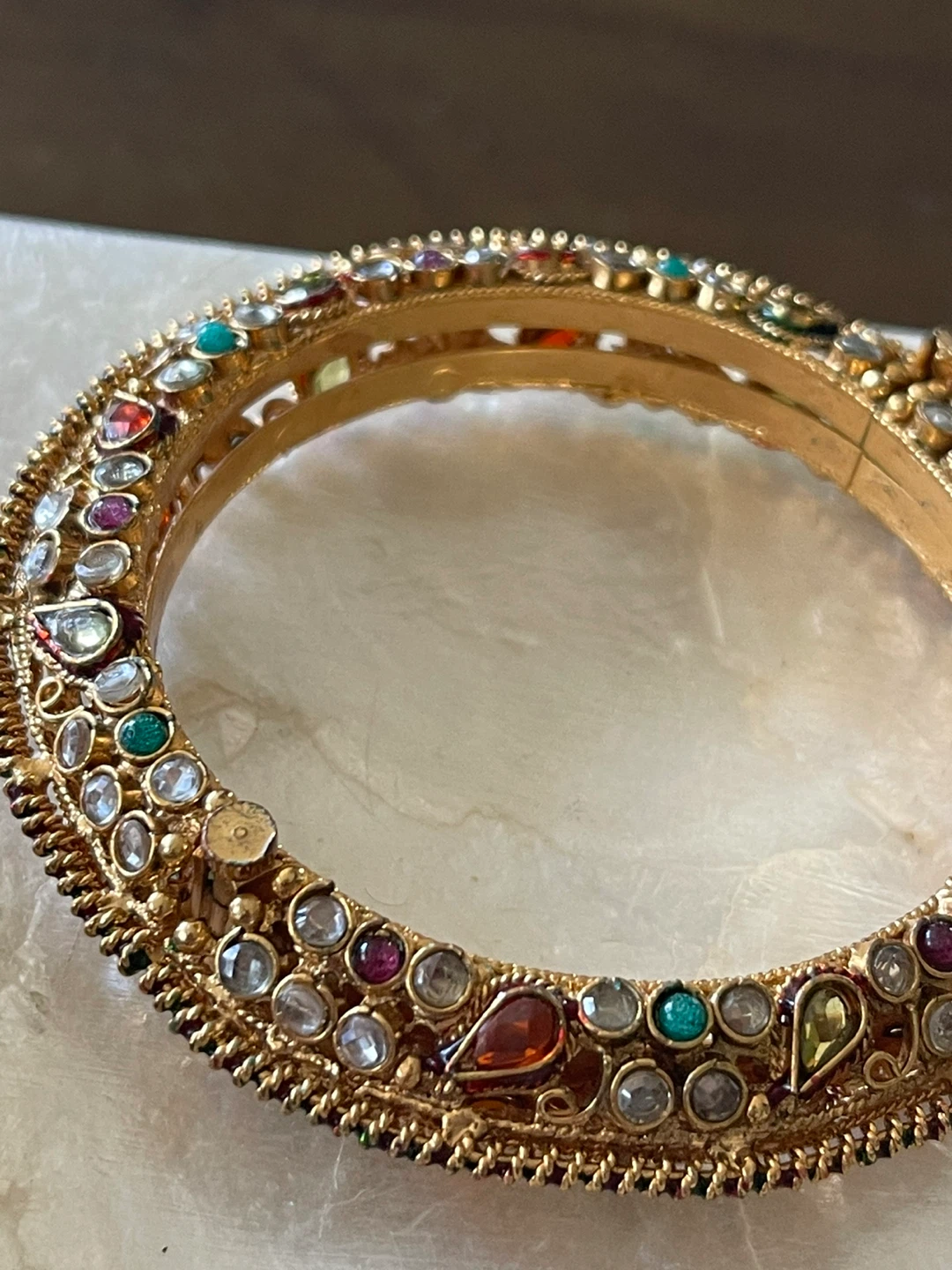 Traditional Gold plated Bangle and Earring Set - photo 4