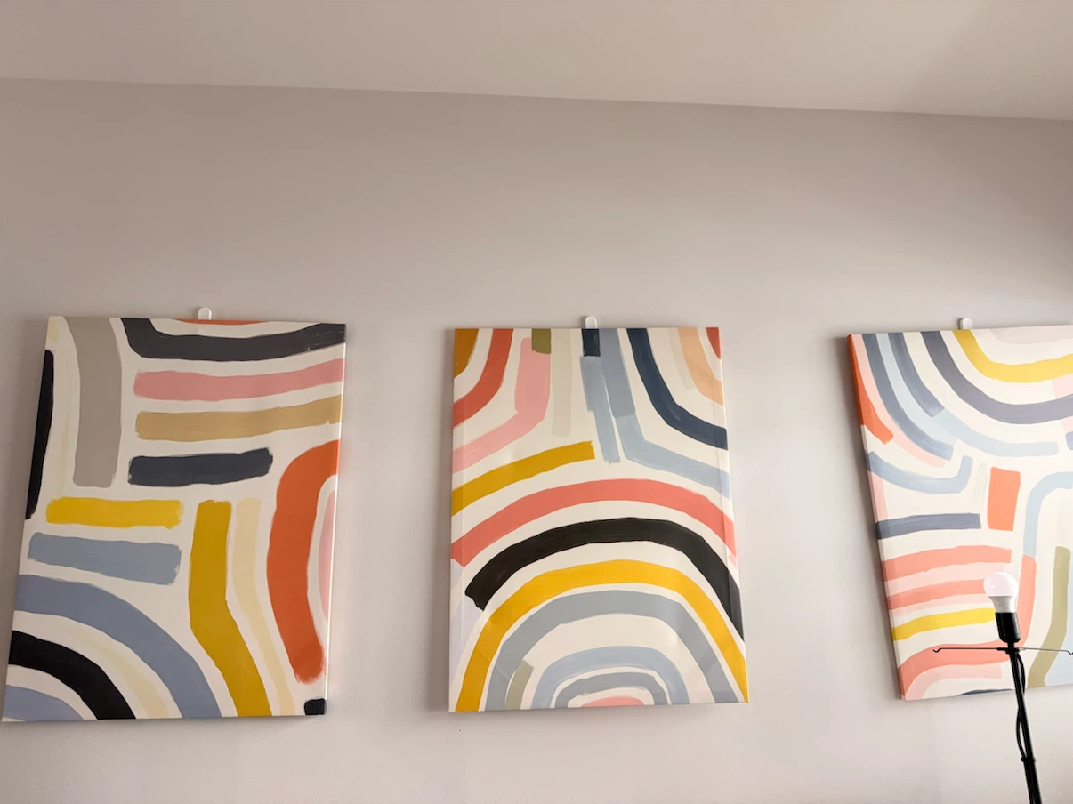 Framed: Set of 3 Abstract Canvas Wall Art - photo 3