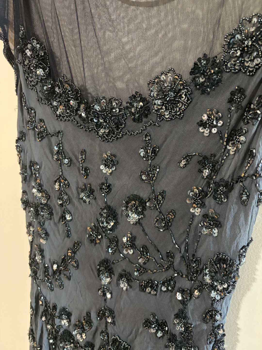 Dark grey beaded evening dress M/L