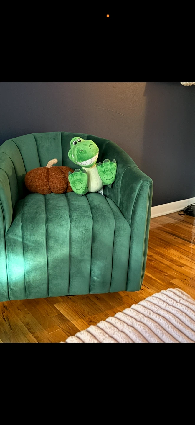 2 Green Velvet Channel Tufted Barrel Chair