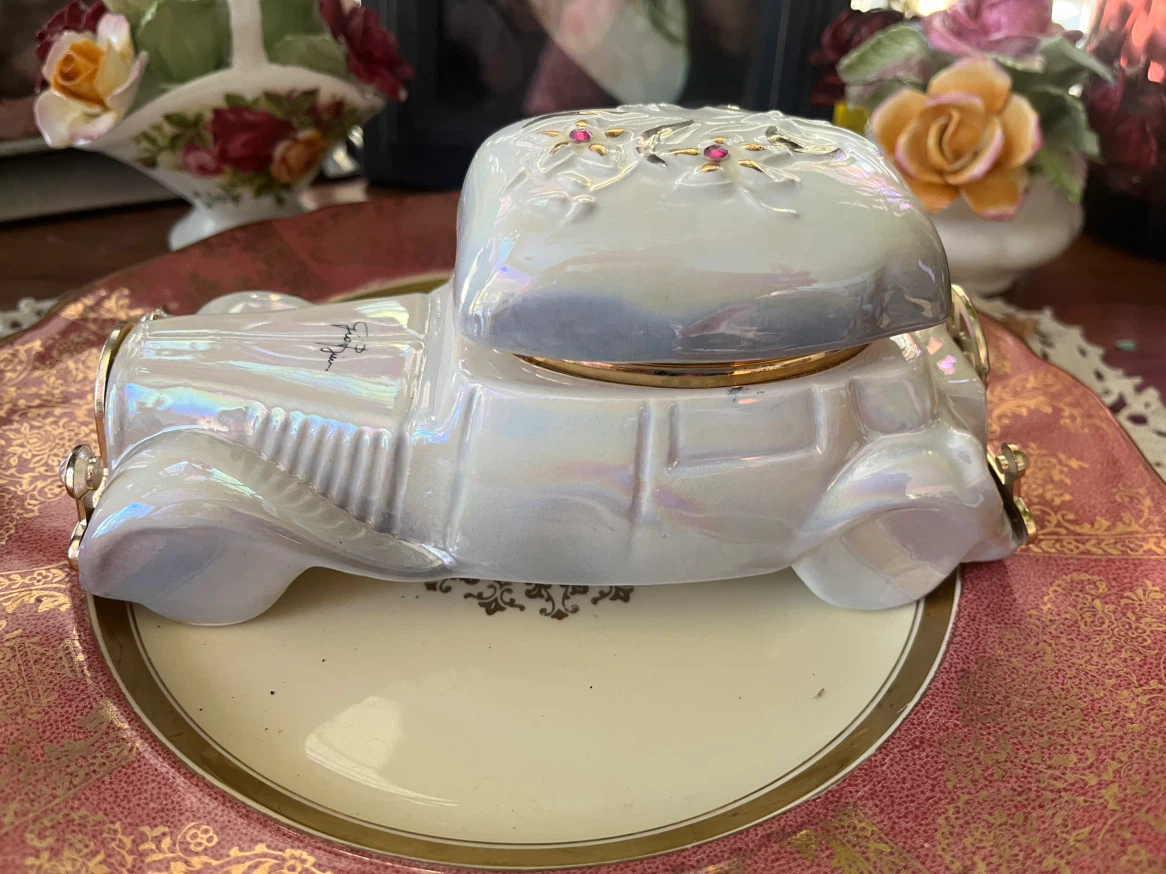 Vintage Porcelain Car Trinket Box