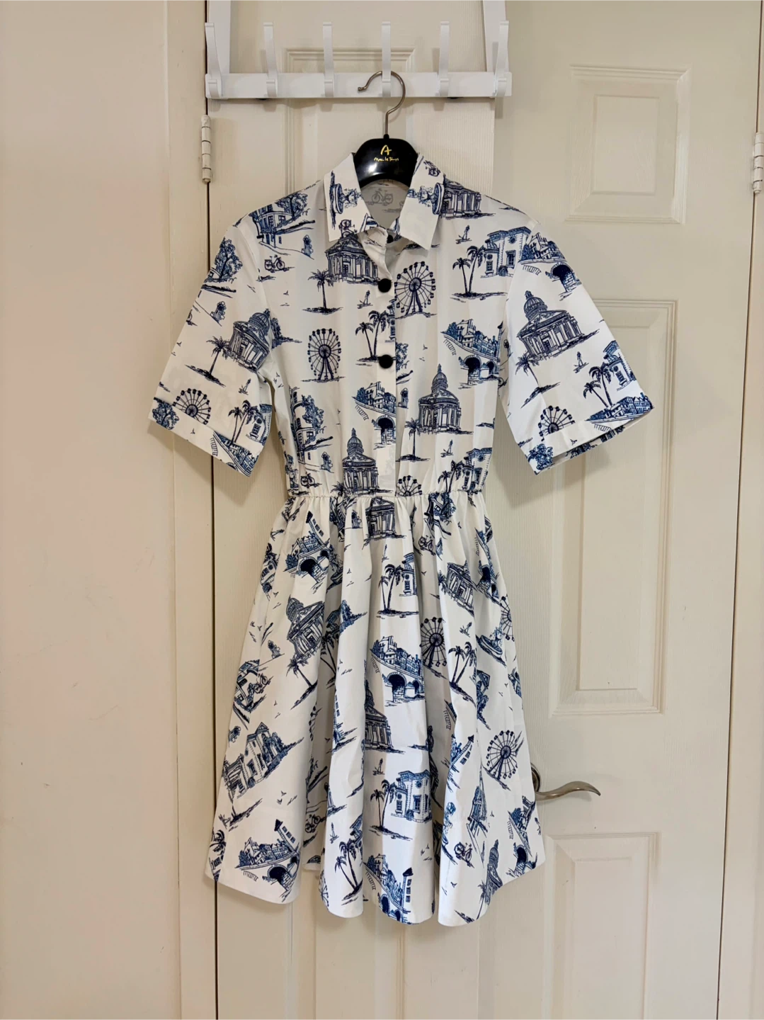 Maje White and Blue Print Dress