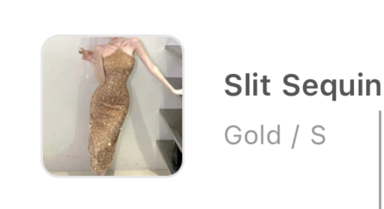 Gold Sequin Slit Dress