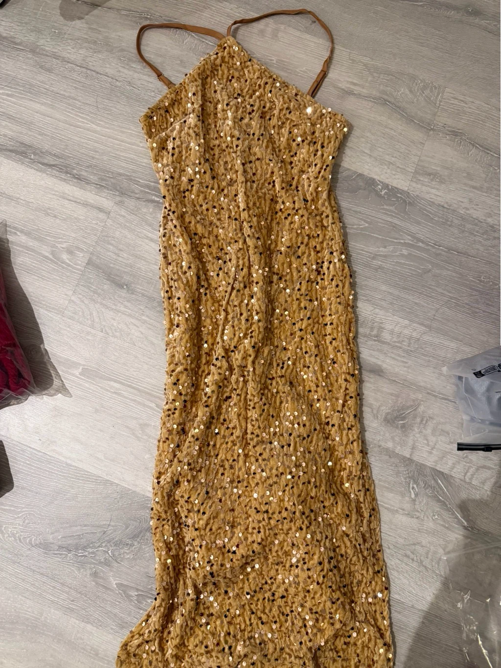 Gold Sequin Slit Dress - photo 2