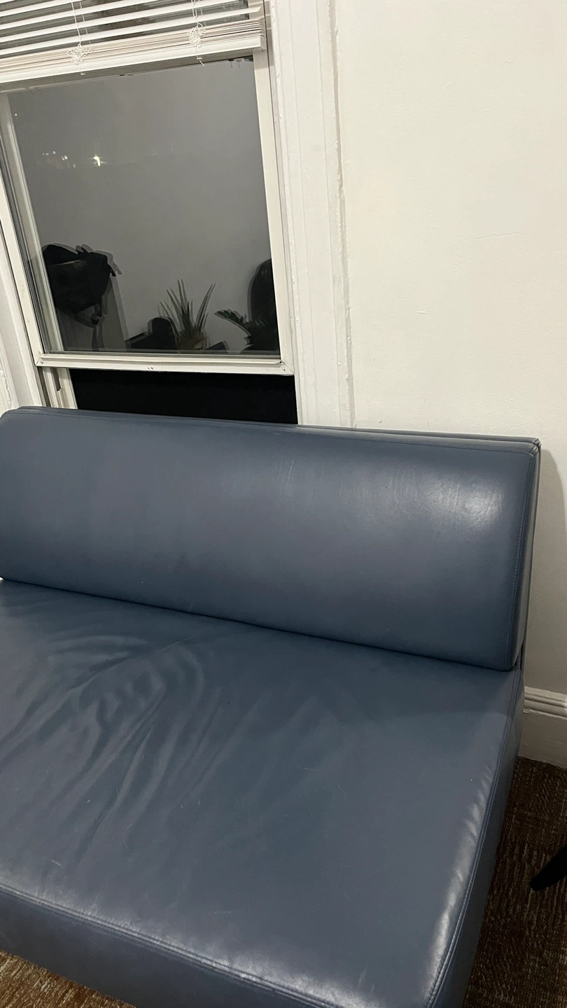 Blue Faux Leather Loveseat