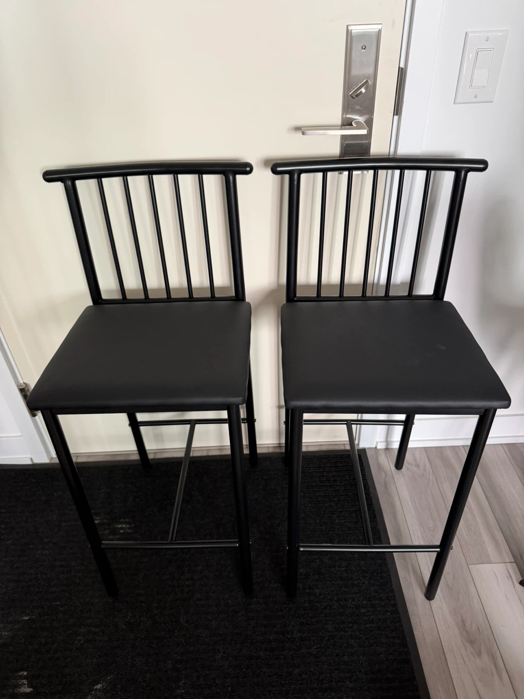 New - Two Black Metal Bar Stools