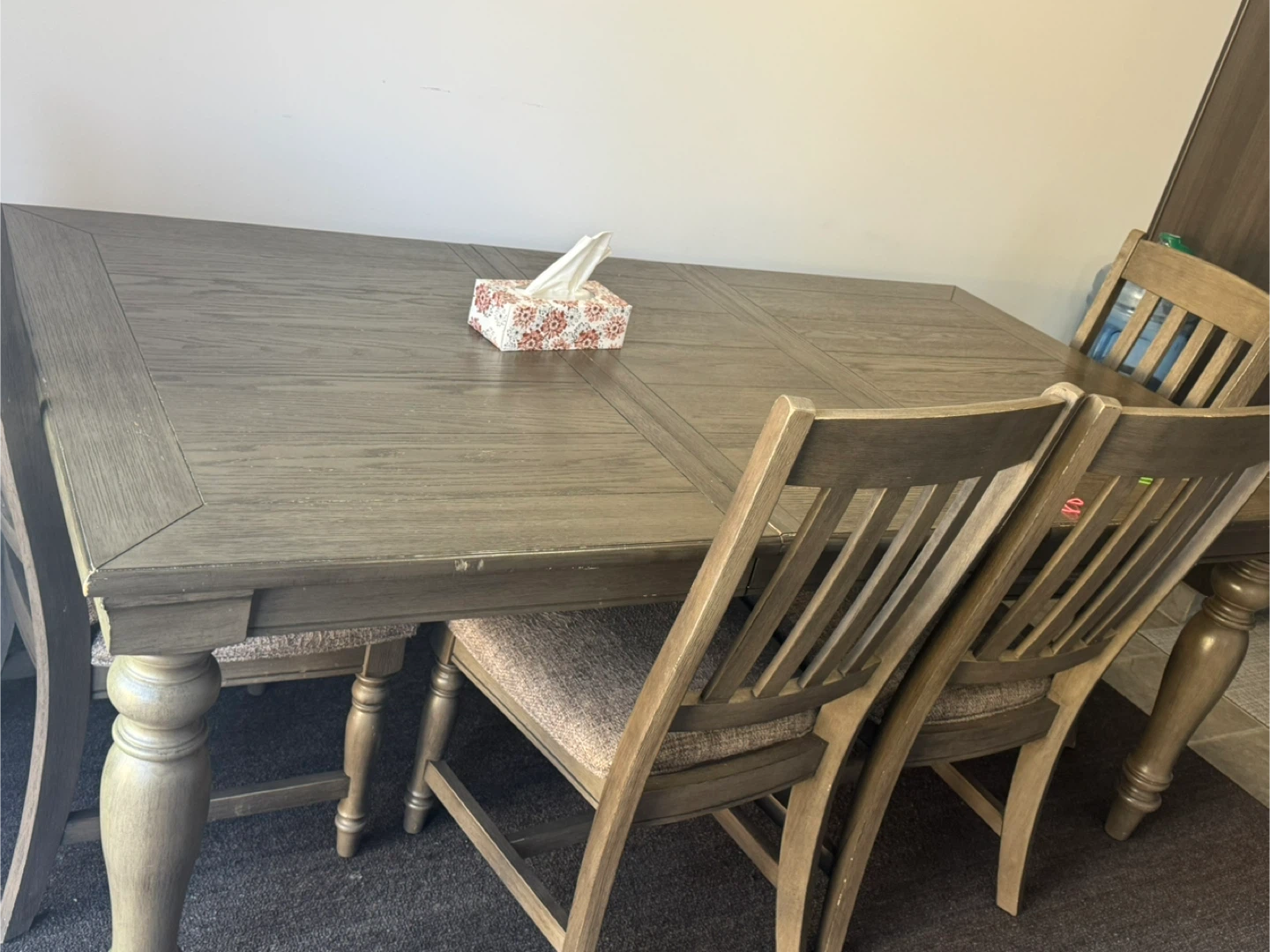 Rustic Wood Dining Table Set with 6 chairs