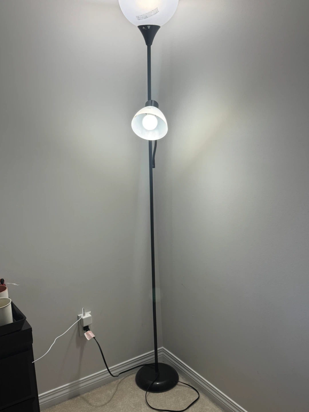Black Floor Lamp with Reading Light