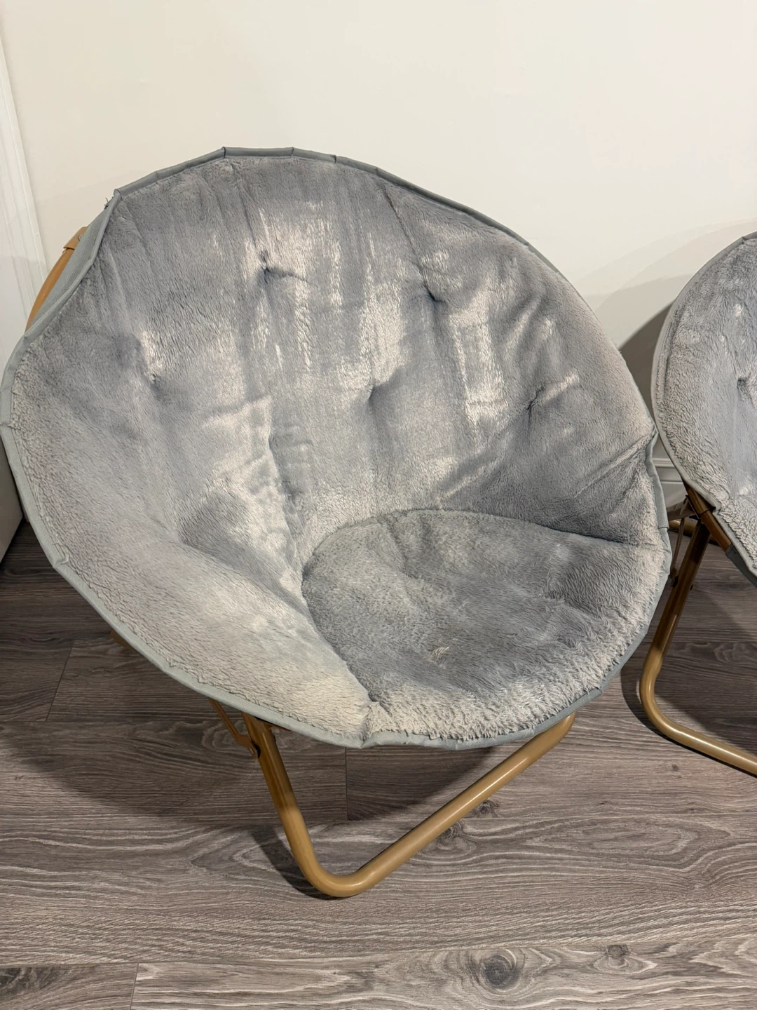 Set of 2 Grey Faux Fur Saucer Chairs - photo 4