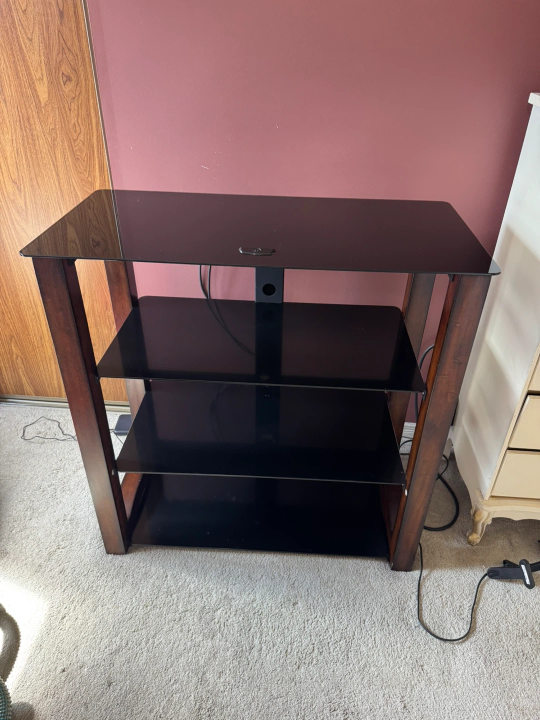 Glass and Wood Media Console Stand - photo 2