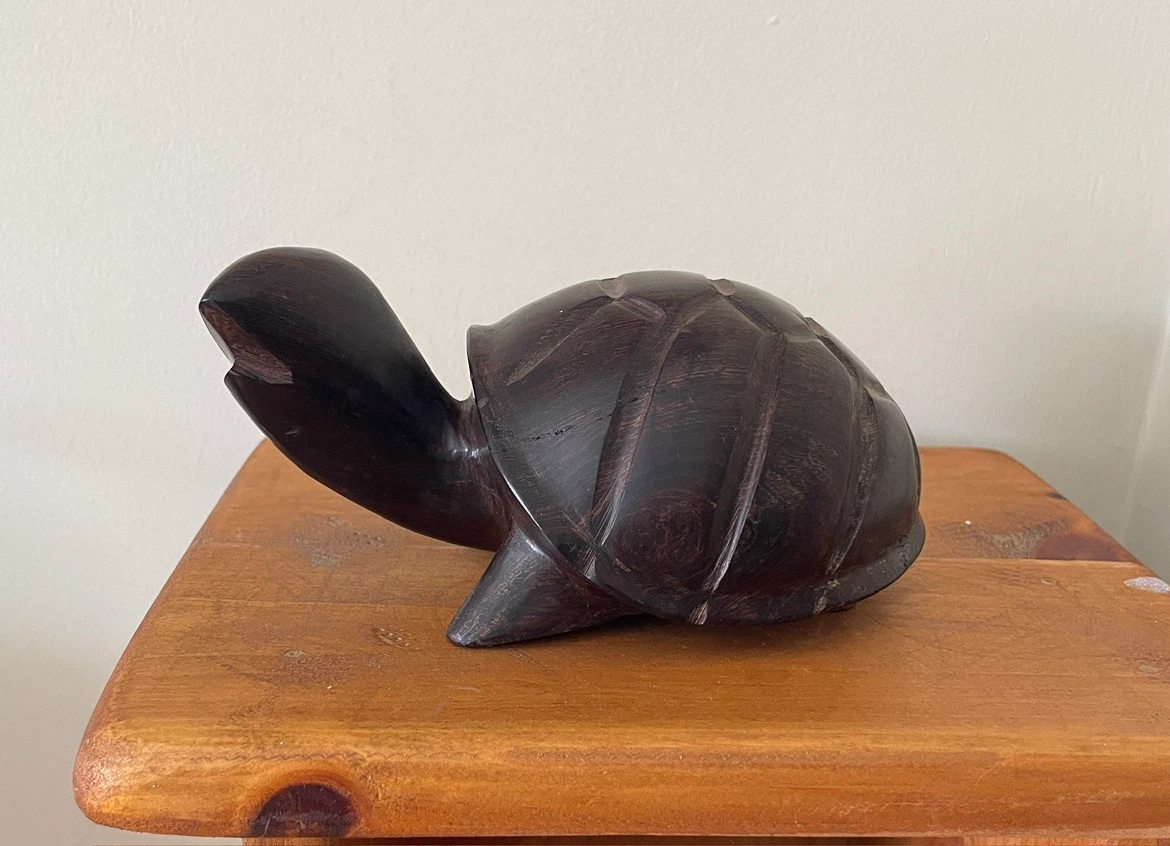 Hand-Carved Wooden Turtle Figurine