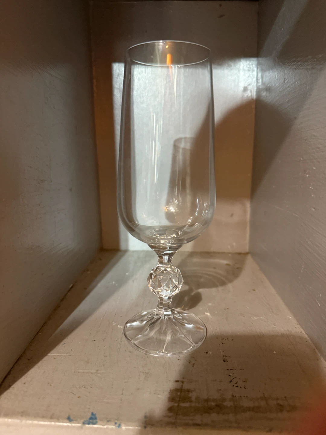 Clear Glass Goblets with Faceted Stem set of 20