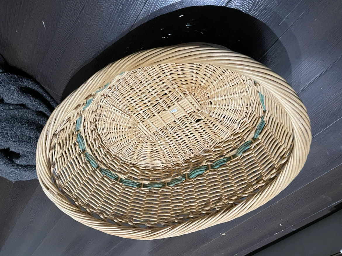 Wicker Basket with Grey Fabric Liner