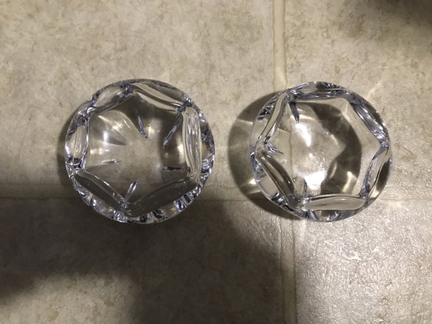 Set of 2 Crystal Glass Candle Holders