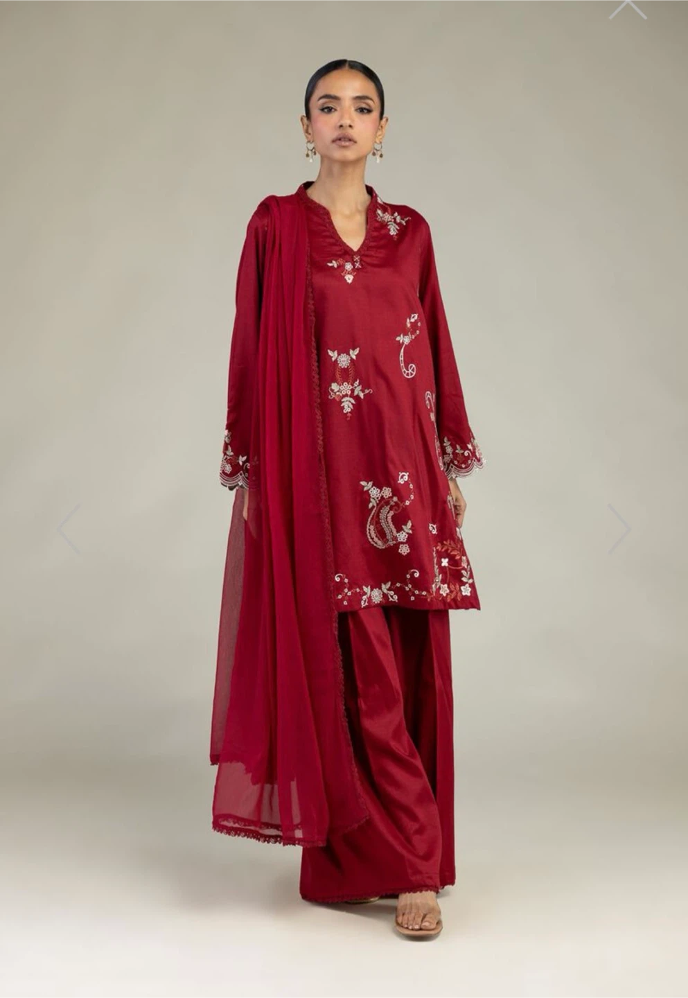 New Maroon Embroidered Three-Piece Salwar Kameez