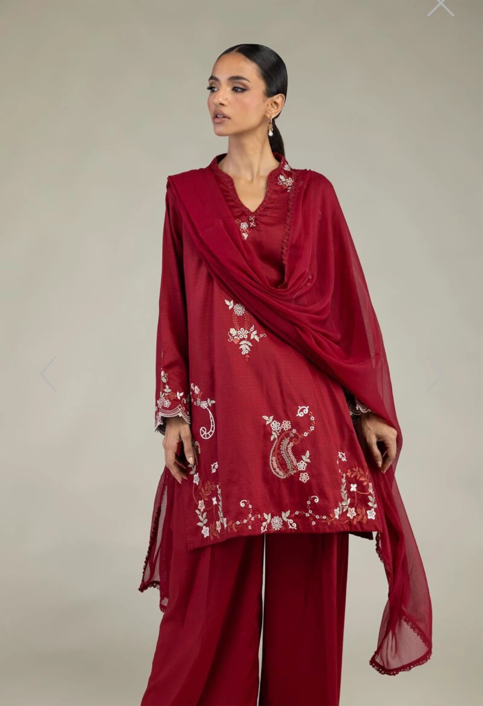 New Maroon Embroidered Three-Piece Salwar Kameez - photo 4