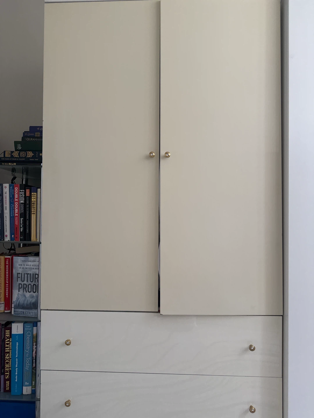 White Wardrobe with Two Drawers