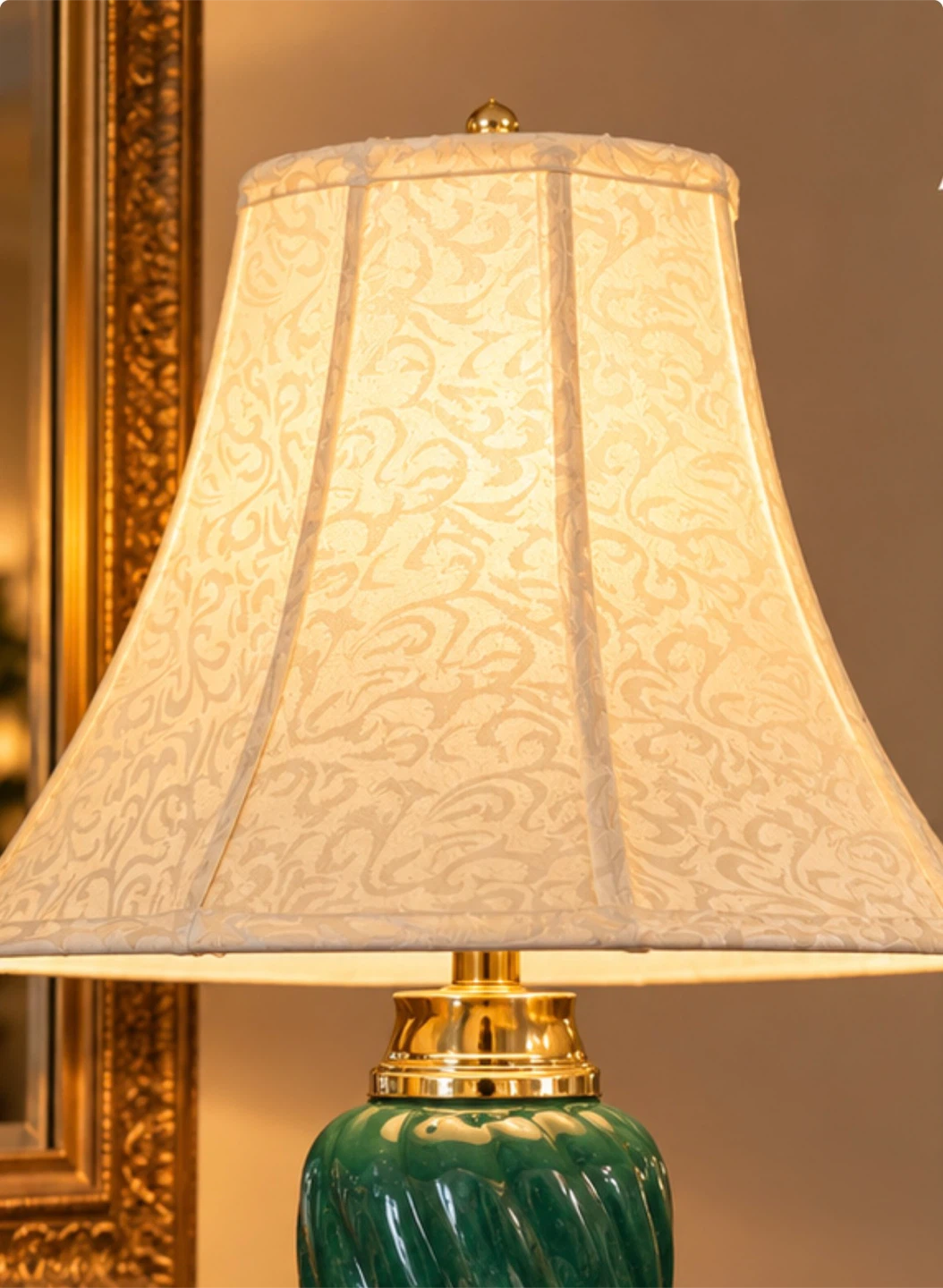 Set of Two Green Ceramic and Brass Table Lamps - photo 3