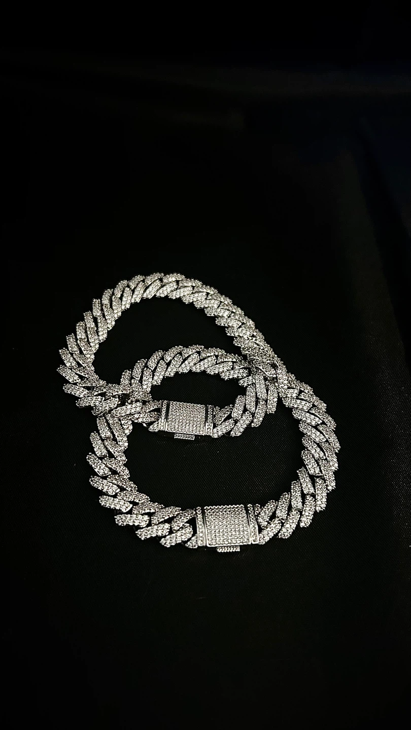 Diamond Silver Plated Cuban Link Bracelet