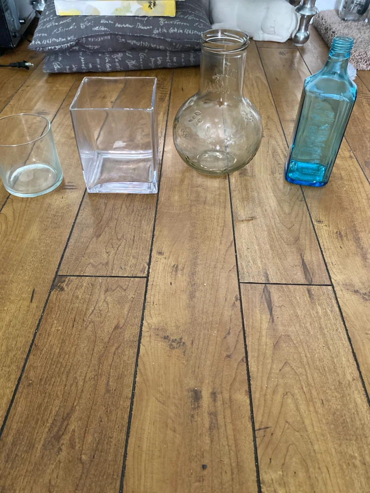 Set of 4 Glass Vases and Bottles