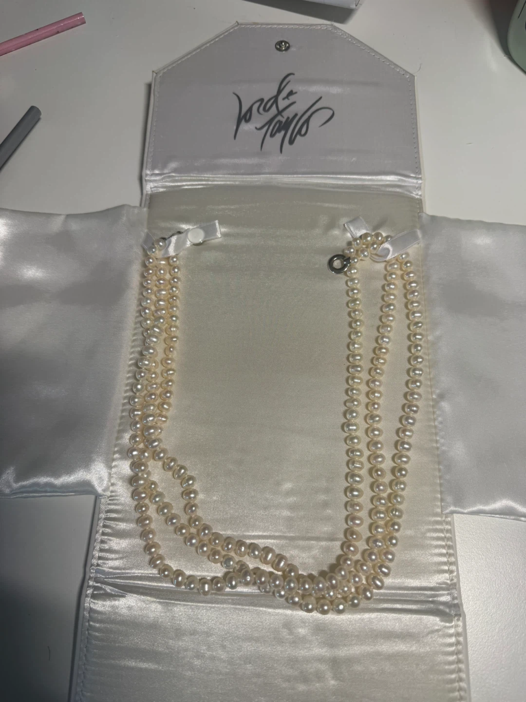 Lord & Taylor Pearl Necklace with case and box