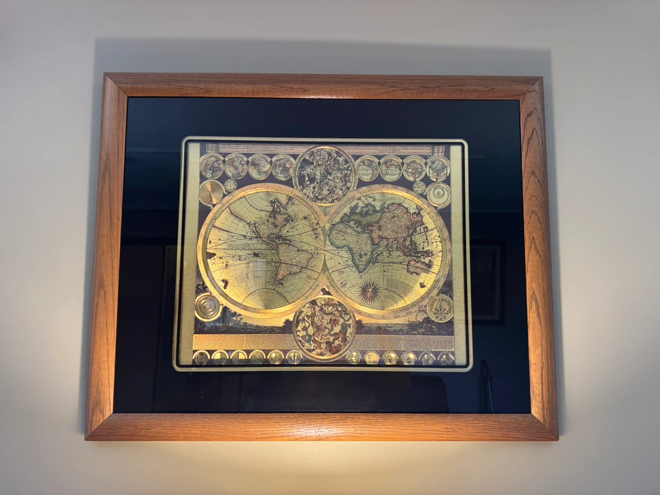 Framed Vintage World Map Wall Art
