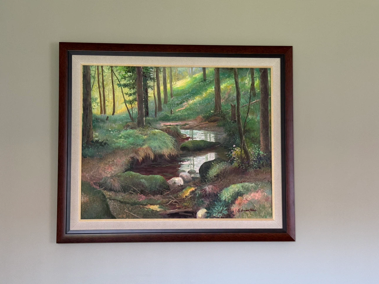 G. Anastacio Forest Landscape Oil Painting