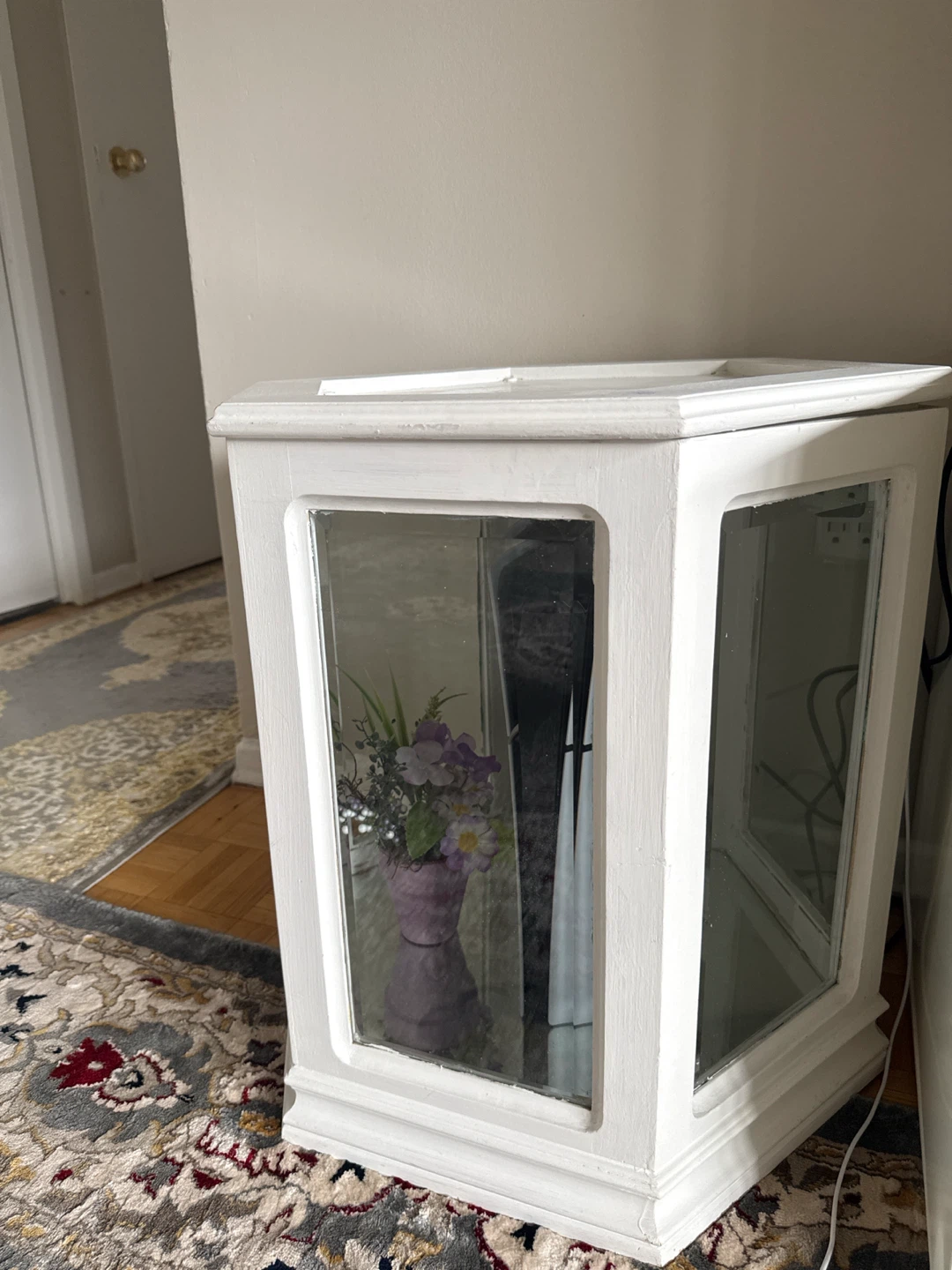 White Hexagonal Glass Display Table