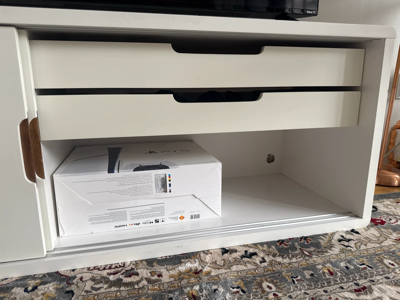 White Media Console with Sliding Doors - photo 2