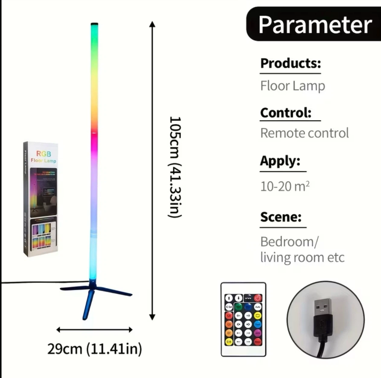 RGB LED Colour-Changing Floor Lamp (BRAND NEW IN BOX) - photo 5