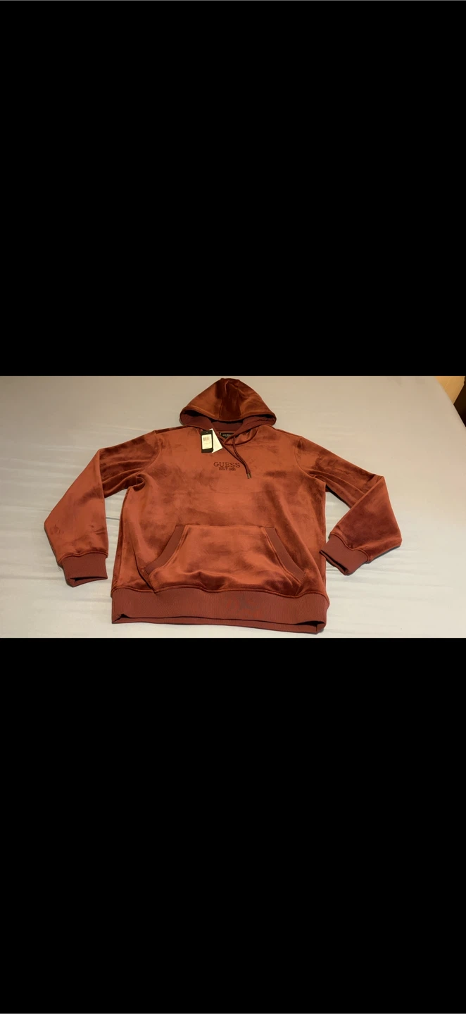 GUESS Bonded Velvet Hoodie - Size Large