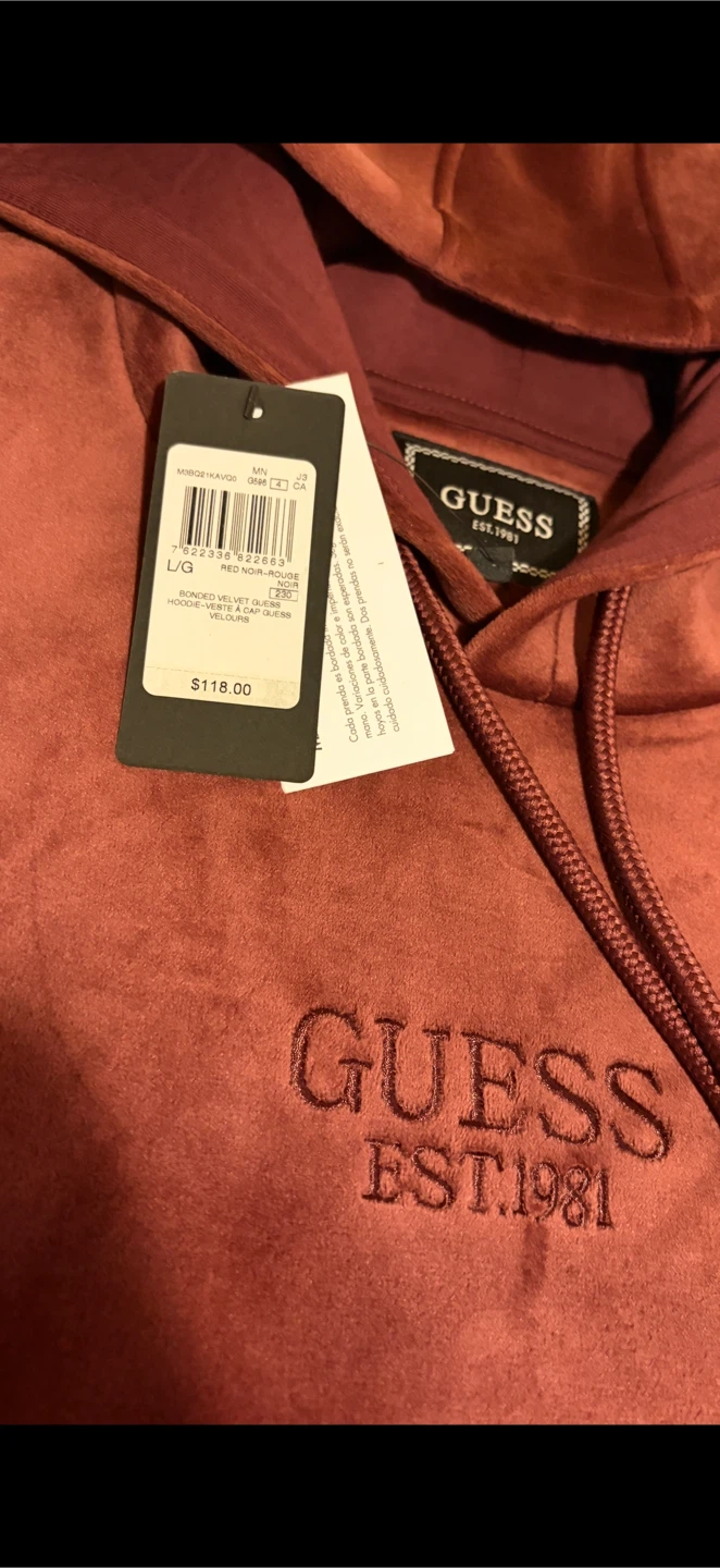 GUESS Bonded Velvet Hoodie - Size Large - photo 2