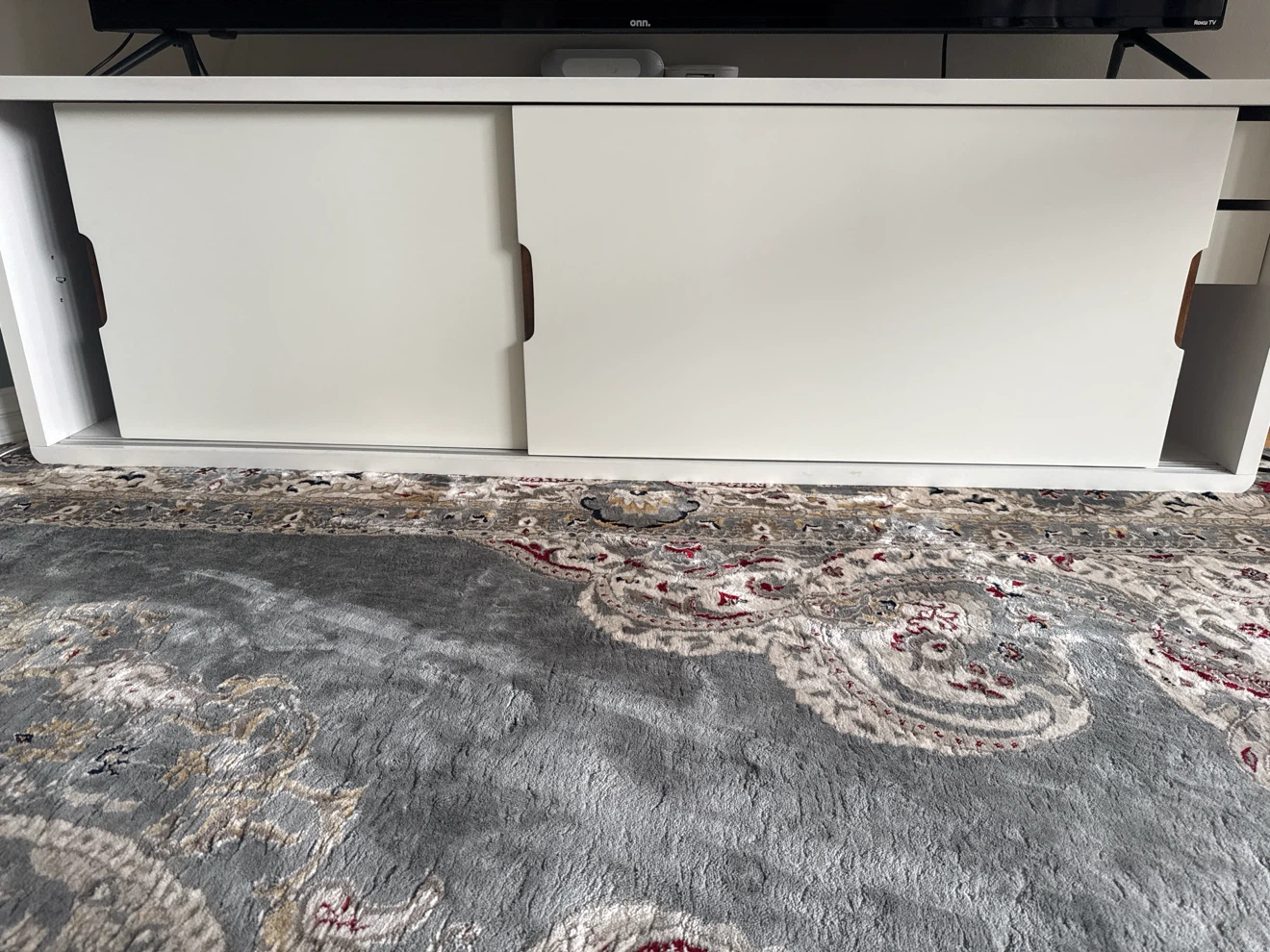 White Media Console with Sliding Doors - photo 3
