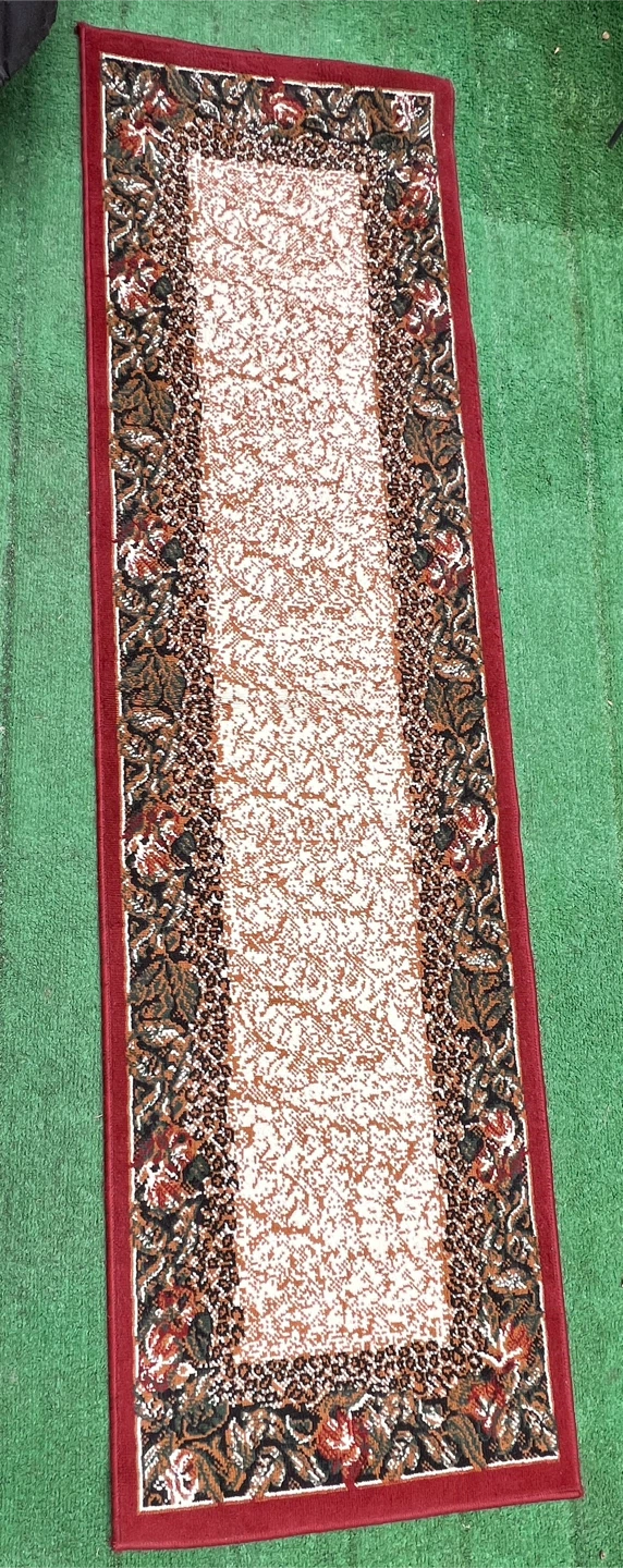 Red and Beige Floral Hallway Runner Rug - photo 2