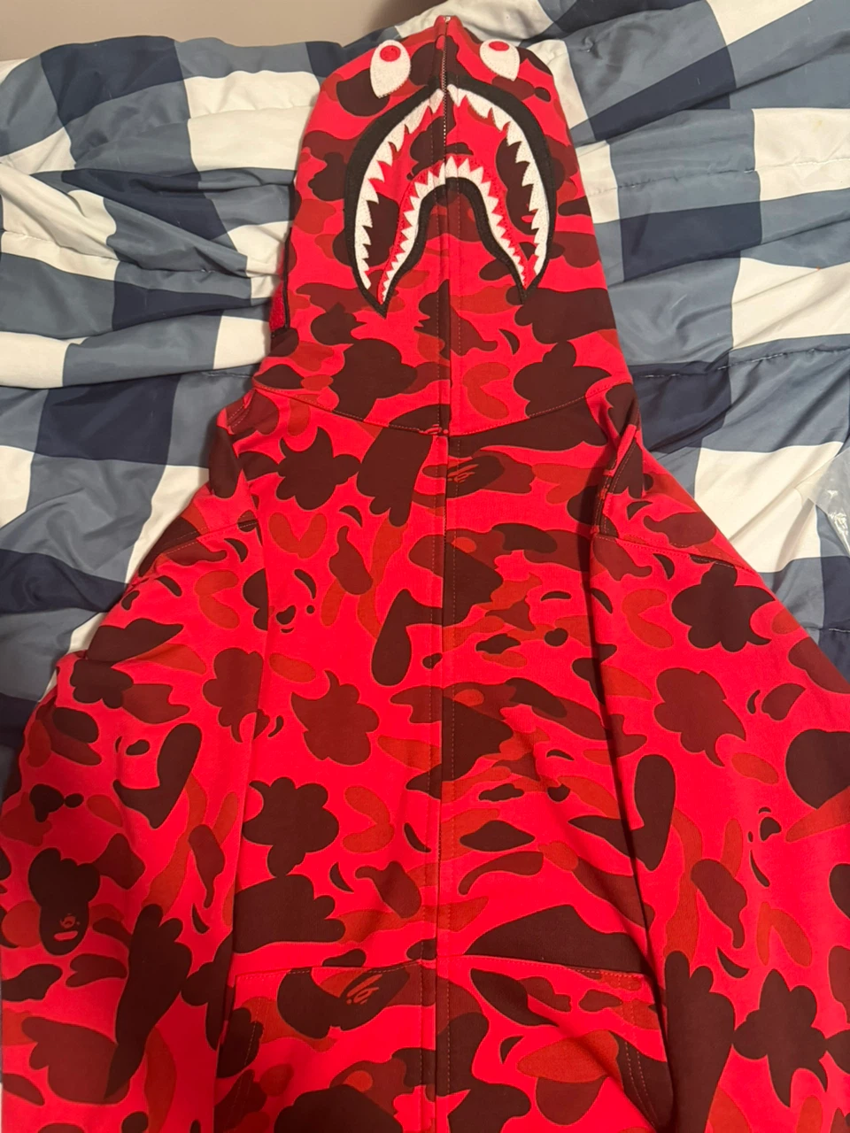 A Bathing Ape Red Camo Shark Hoodie