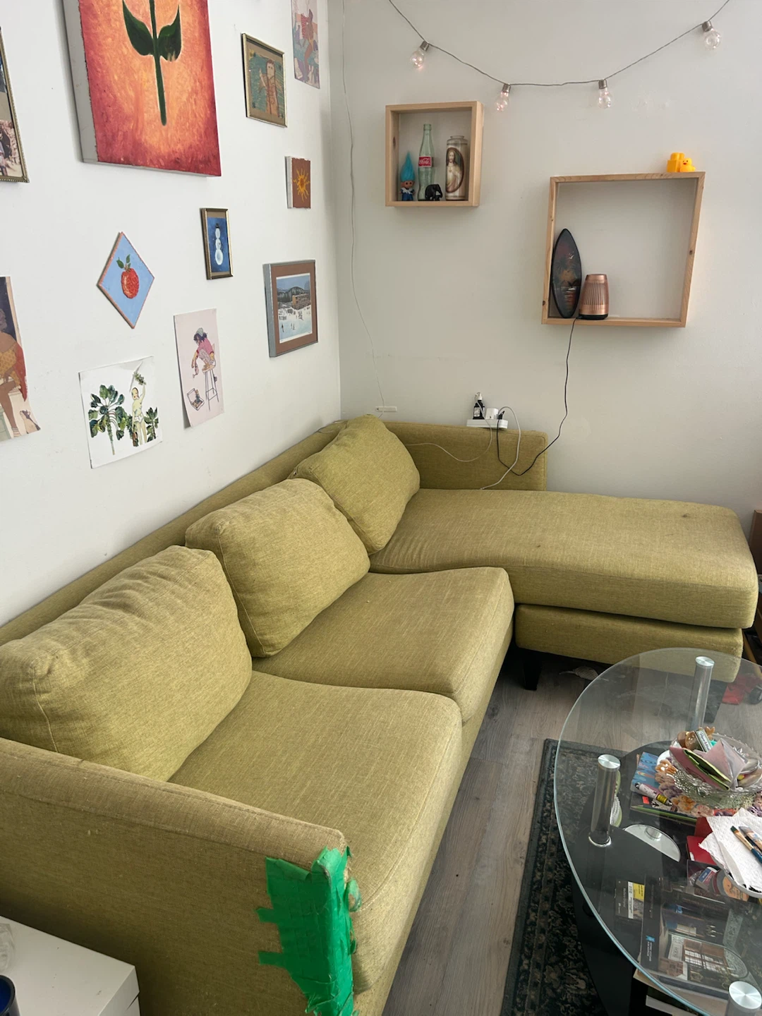 Green sectional sofa with chaise - photo 2
