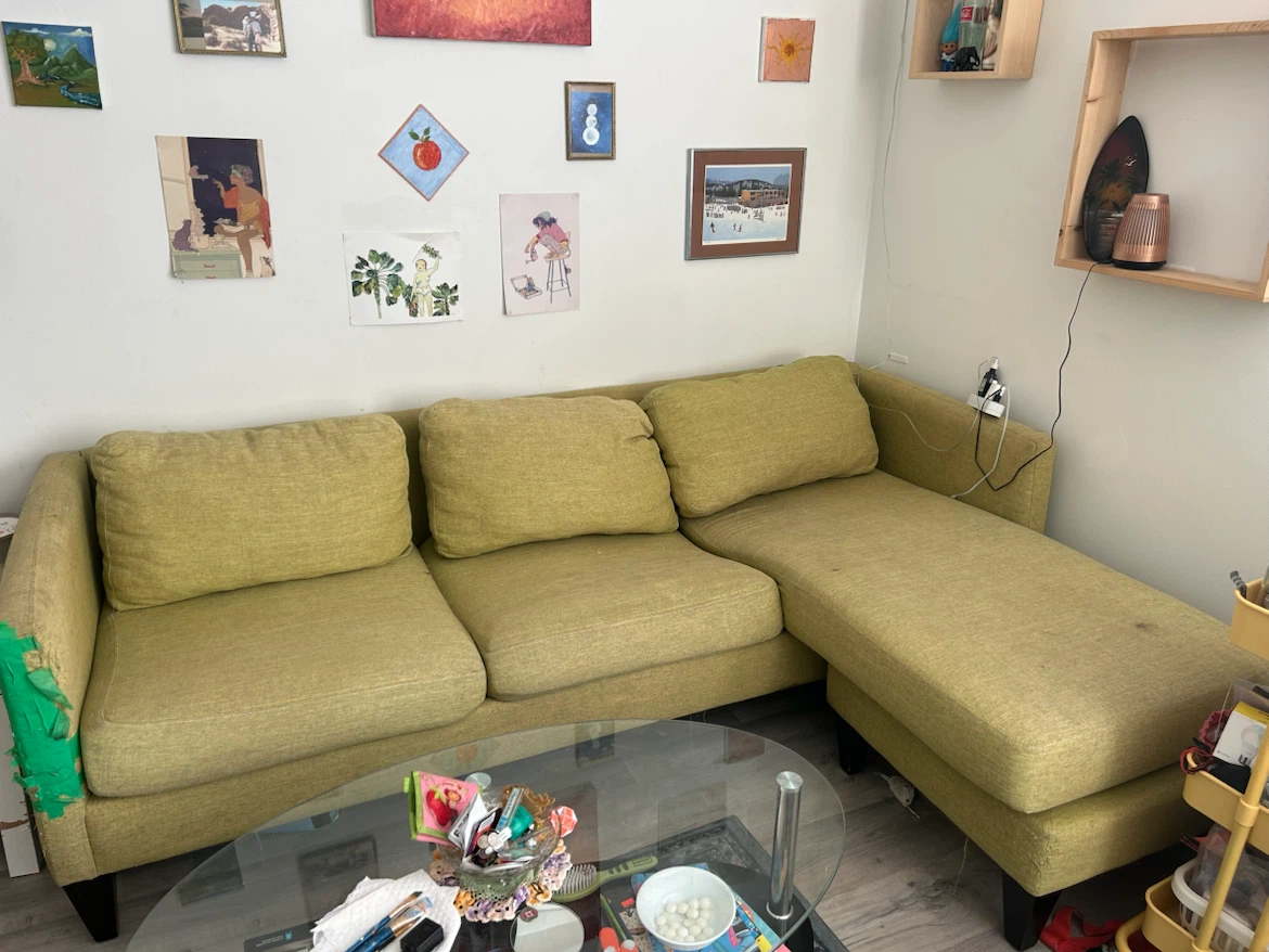 Green sectional sofa with chaise - photo 3