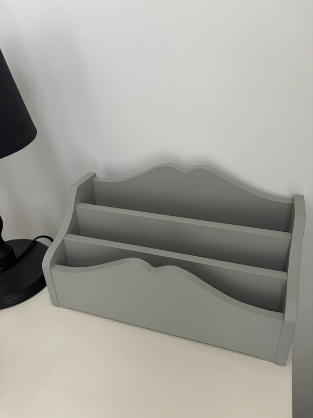 Grey Sold Wooden Desk Organizer