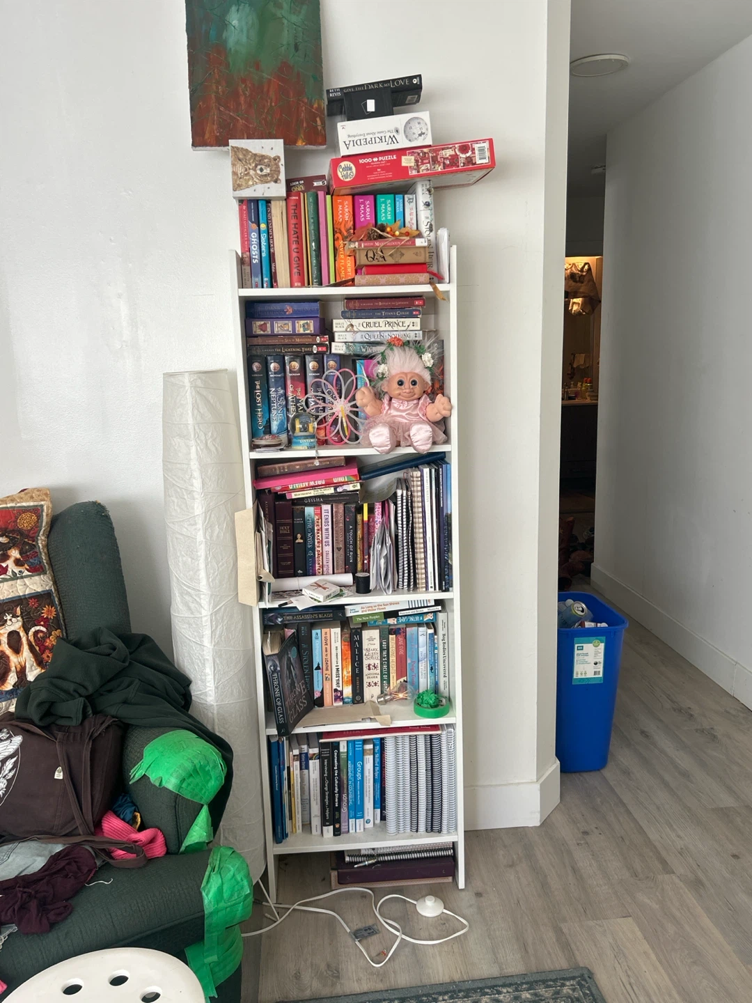 White Tall Narrow Bookshelf