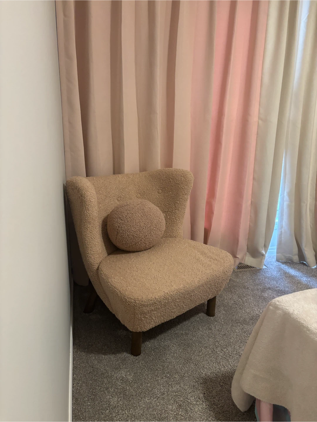 Beige Bouclé Accent Chair