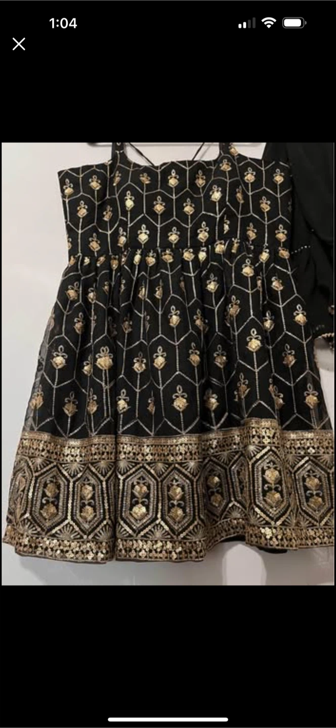 Black and gold embroidered sleeveless dress