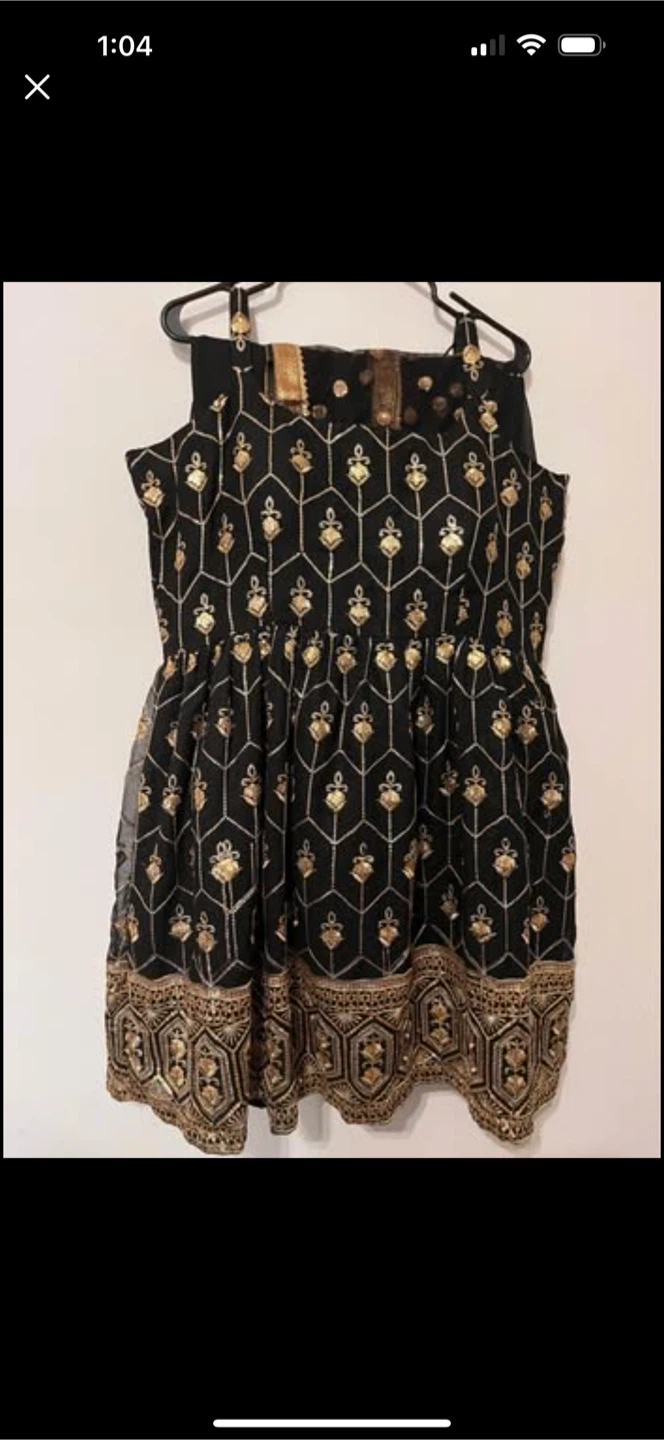 Black and gold embroidered sleeveless dress - photo 4